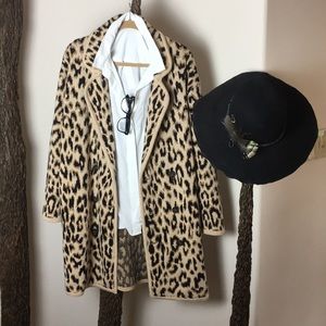 J Crew Leopard sweater coat
